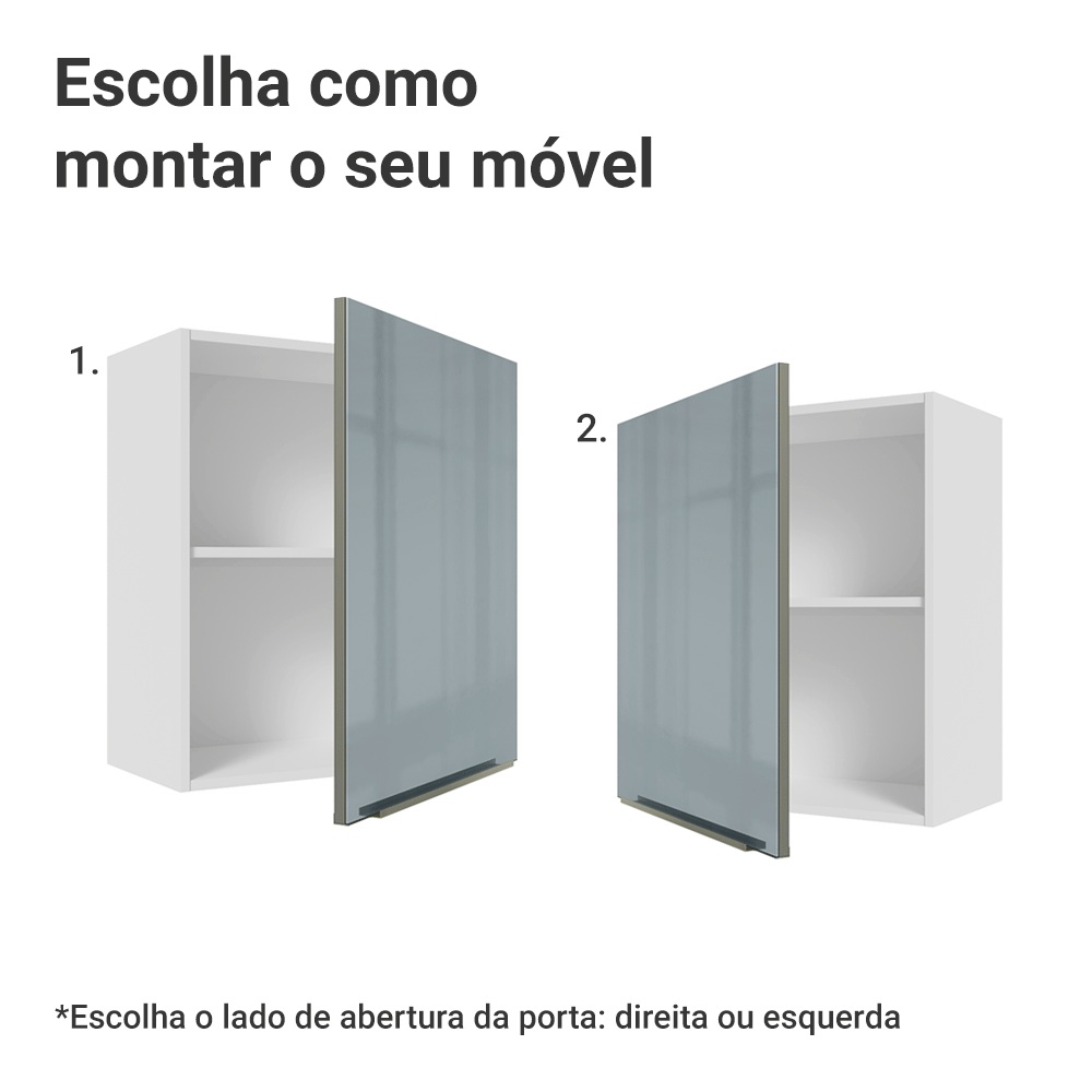 Armário Aéreo Madesa Lux 60 cm 1 Porta Branco/Cinza