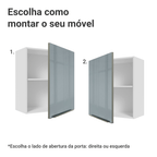 Armário Aéreo Madesa Lux 60 cm 1 Porta Branco/Cinza