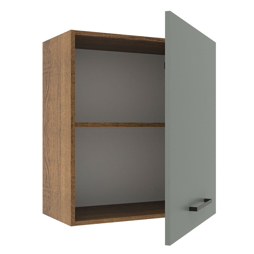 Armário Aéreo Madesa Agata 60 cm 1 Porta Rustic/Cinza