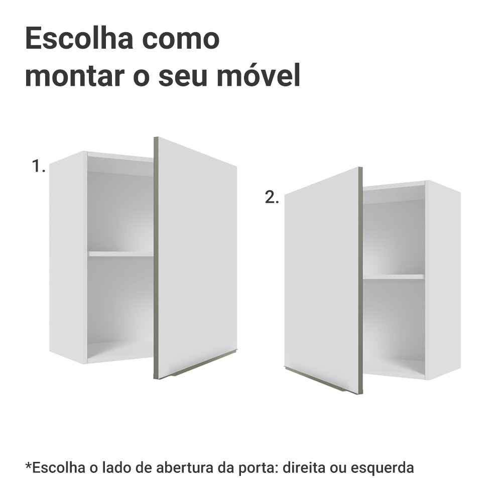 Armário Aéreo Madesa Lux 60 cm 1 Porta Branco/Branco Veludo