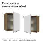 Armário Aéreo Madesa Lux 60 cm 1 Porta Rustic/Branco Veludo