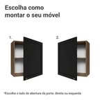 Armário Aéreo 60 cm 1 Porta Rustic/Preto Vik Madesa