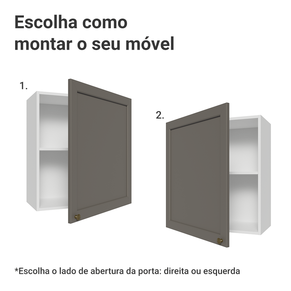 Armário Aéreo 60 cm 1 Porta Branco/Cinza Vik Madesa
