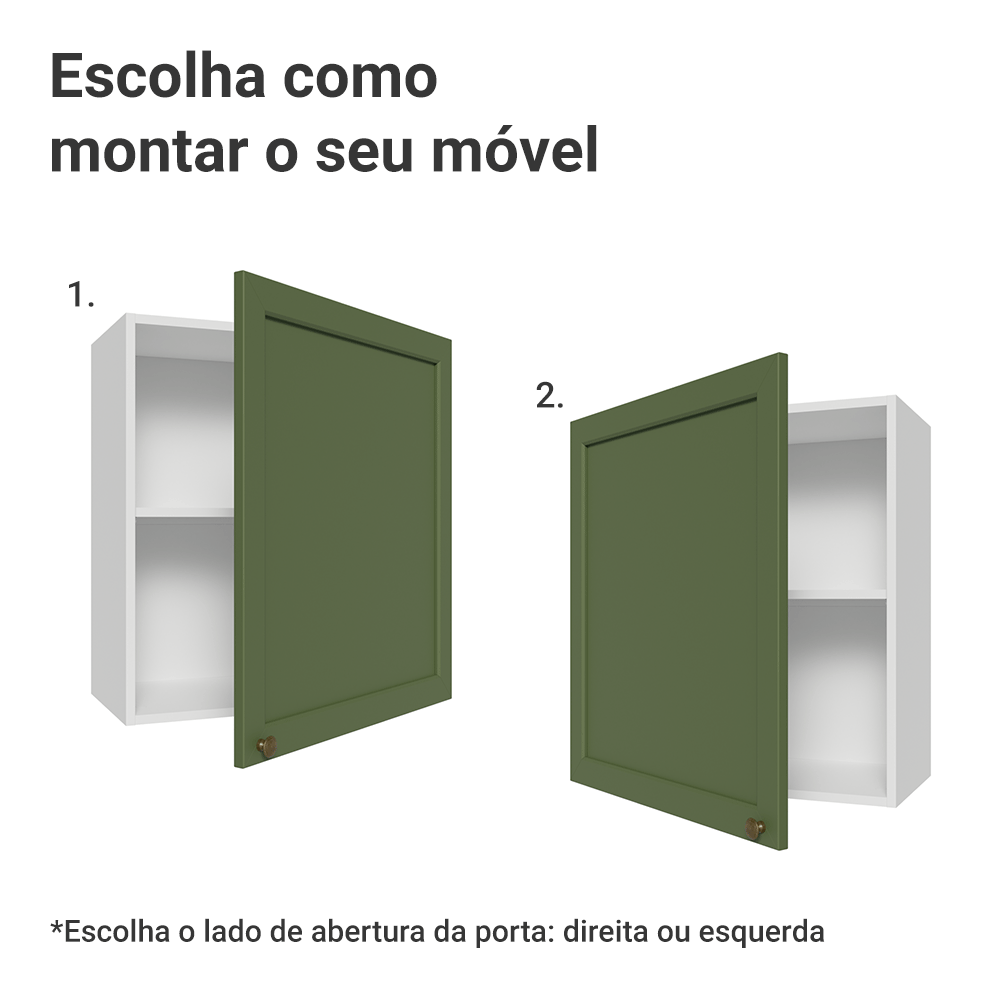 Armário Aéreo 60 cm 1 Porta Branco/Verde Vik Madesa