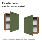 Armário Aéreo 60 cm 1 Porta Rustic/verde Vik Madesa