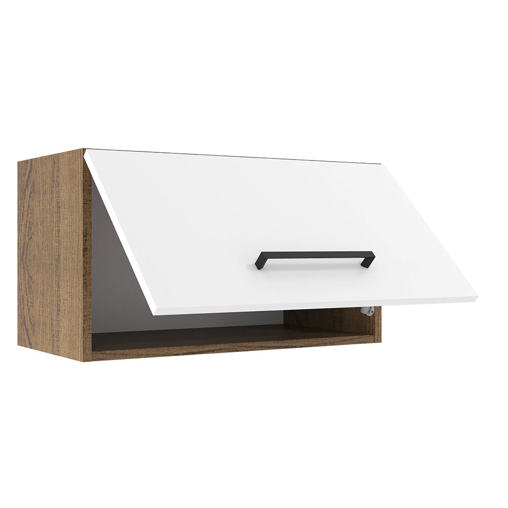 Armário Aéreo Madesa Agata 60 cm 1 Porta Basculante Rustic/Branco