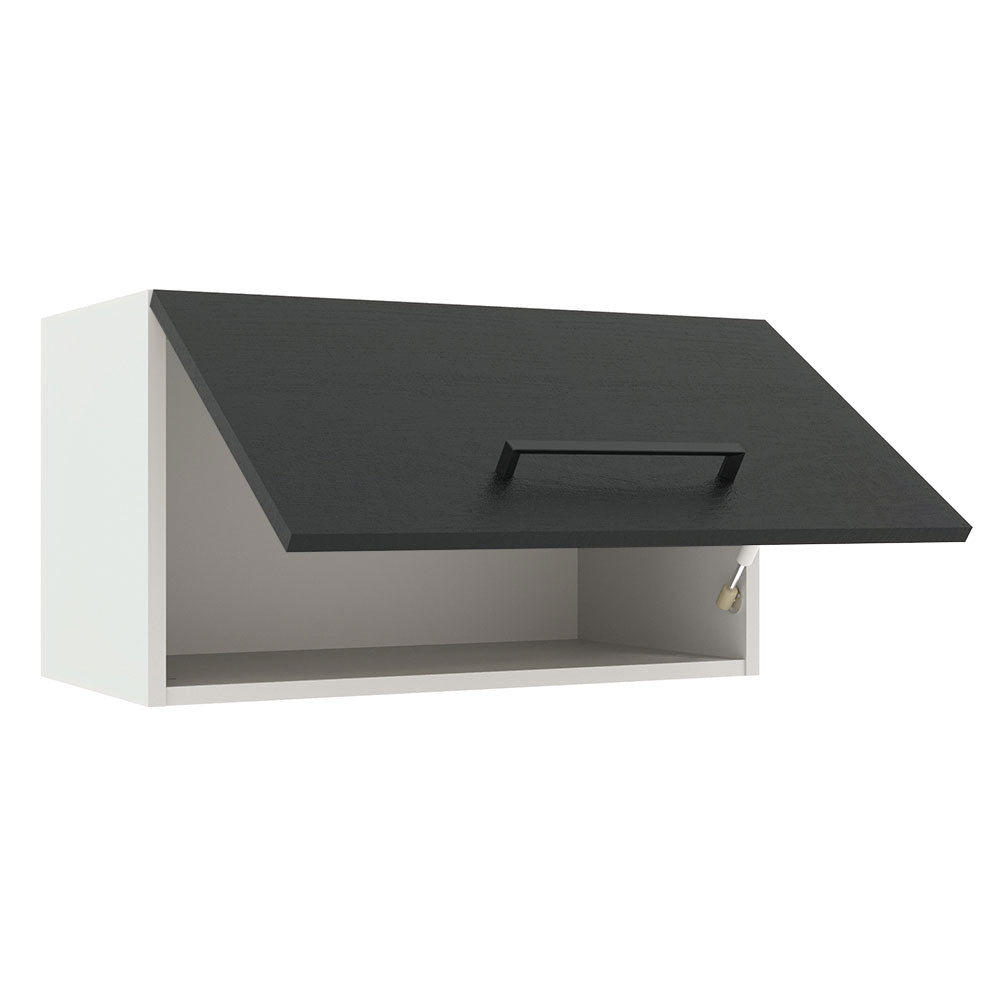 Armário Aéreo Madesa Agata 60 cm 1 Porta Basculante Branco/Preto