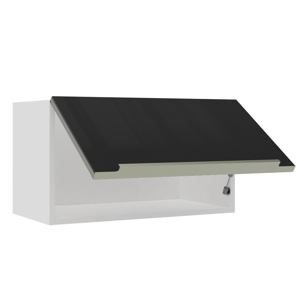 Armário Aéreo Madesa Lux 60 cm 1 Porta Basculante Branco/Preto
