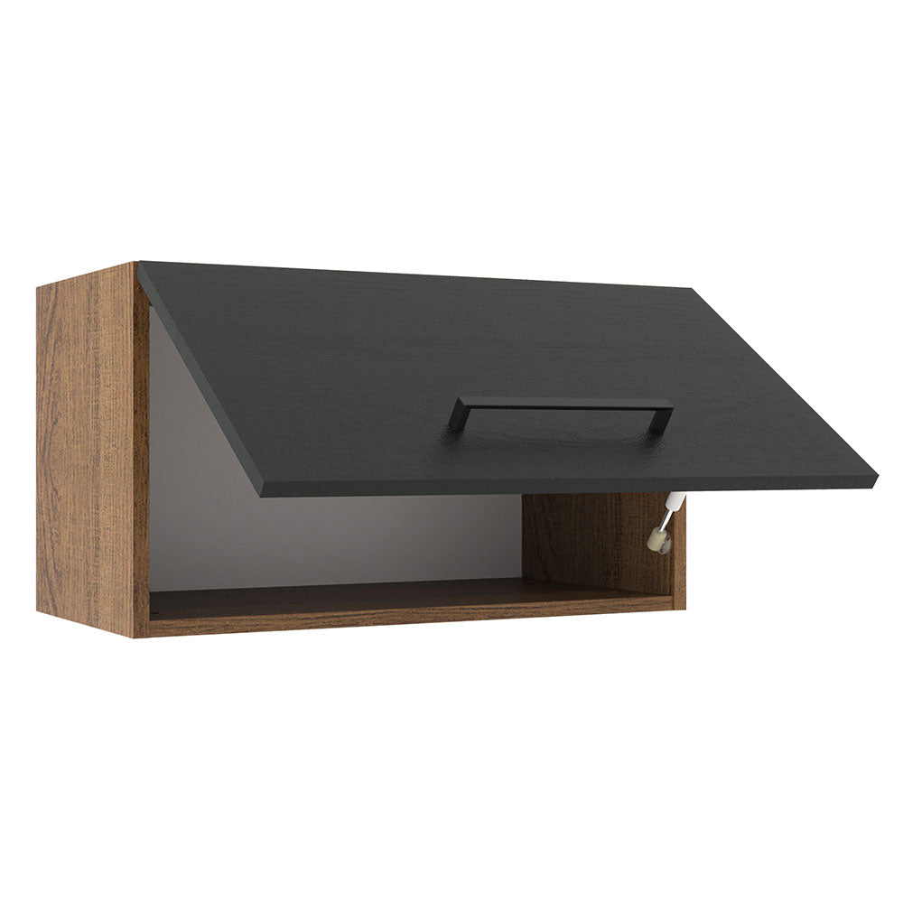 Armário Aéreo Madesa Agata 60 cm 1 Porta Basculante Rustic/Preto