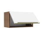 Armário Aéreo Madesa Lux 60 cm 1 Porta Basculante Rustic/Branco Veludo