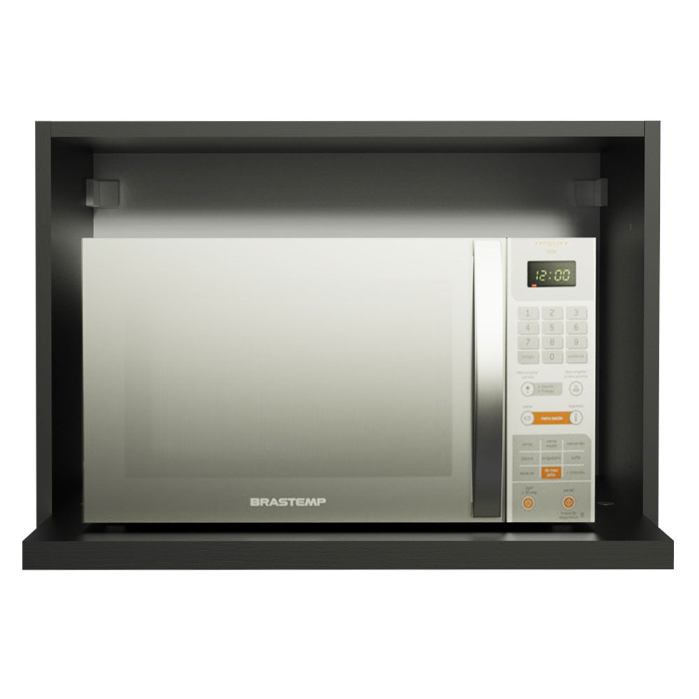 Armário Aéreo 60 cm Nicho para Microondas/Forno Elétrico Preto Madesa