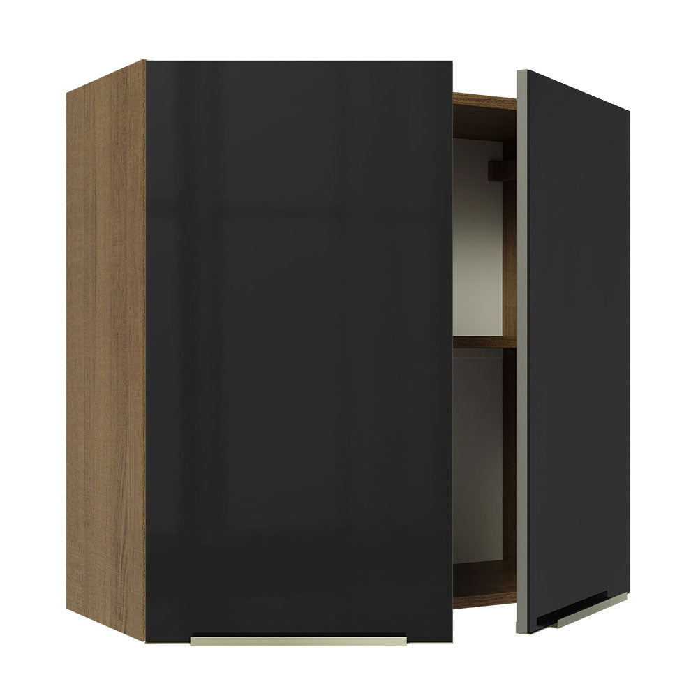 Armário Aéreo 70 cm 2 Portas Rustic/Preto Lux Madesa