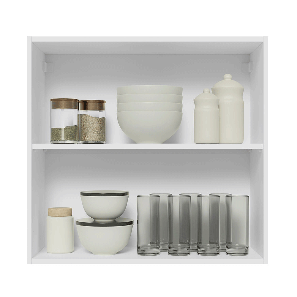 Armário Aéreo 70 cm 2 Portas Branco/Branco Veludo Lux Madesa