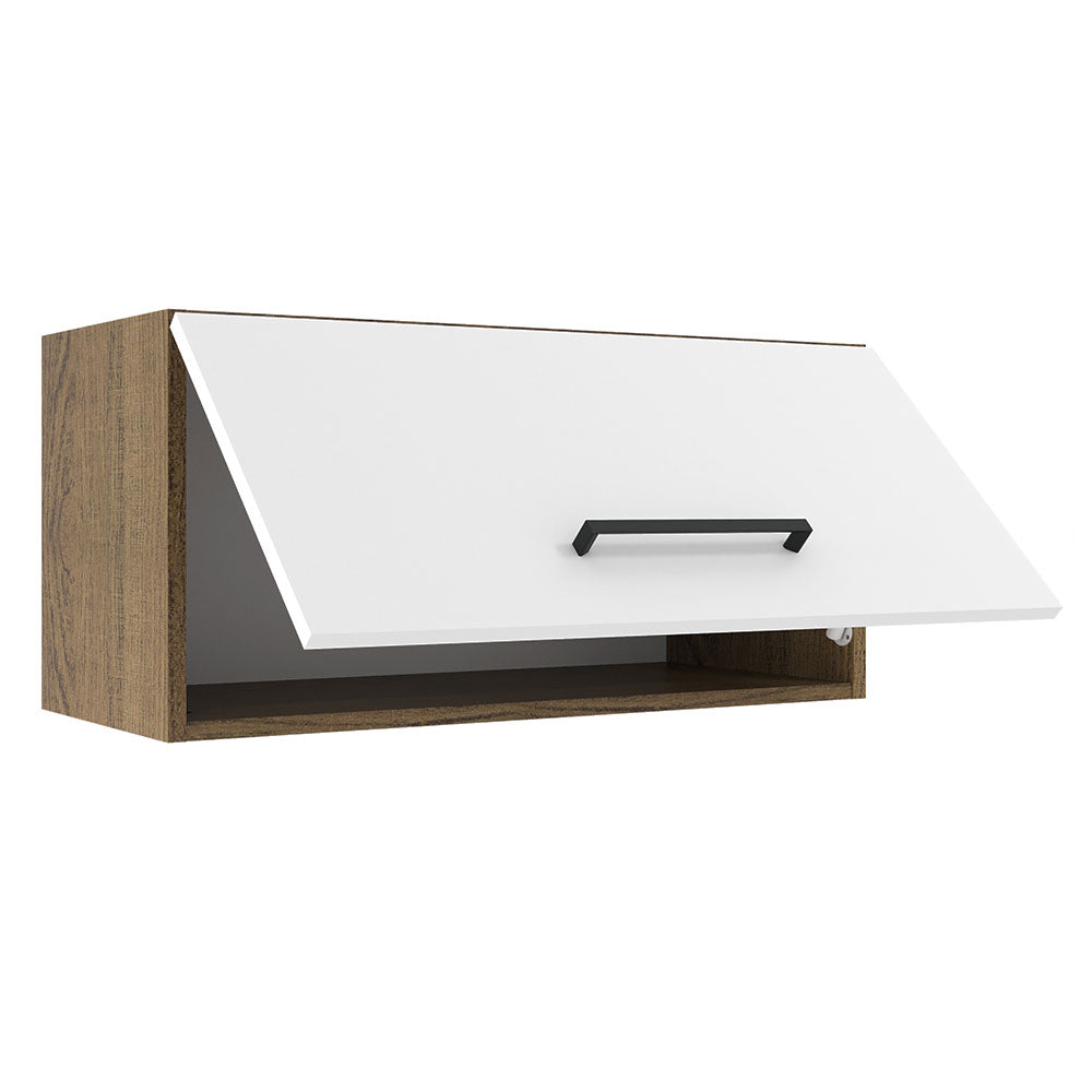 Armário Aéreo de Cozinha Madesa Agata 70 cm 1 Porta Basculante Rustic/Branco