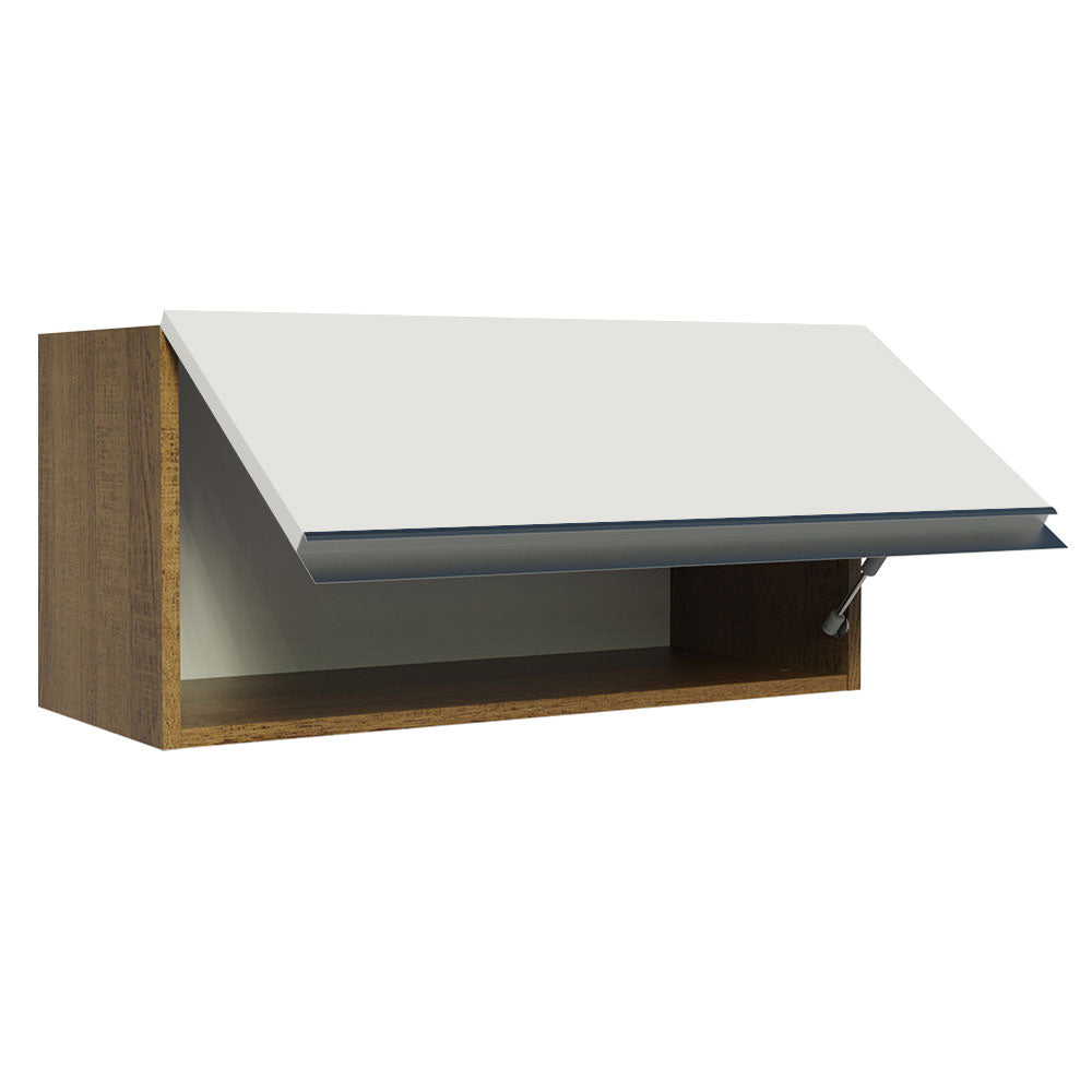 Armário Aéreo de Cozinha Madesa Glamy 70 cm 1 Porta Basculante Rustic/Branco