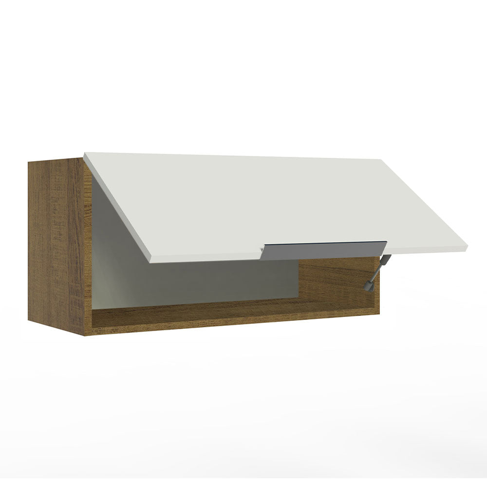 Armário Aéreo de Cozinha Madesa Stella 70 cm 1 Porta Basculante Rustic/Branco