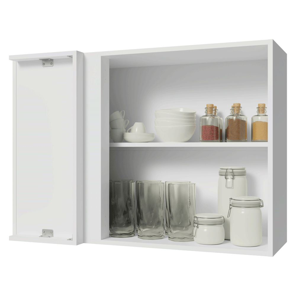 Armário Aéreo de Canto 1 Porta Branco/Crema Vik Madesa