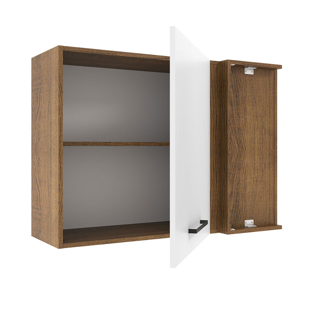 Armário Aéreo de Canto Madesa Agata 1 Porta Rustic/Branco