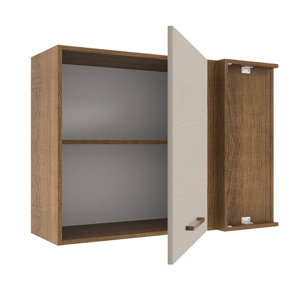 Armário Aéreo de Canto 1 Porta Rustic/Crema Agata Madesa