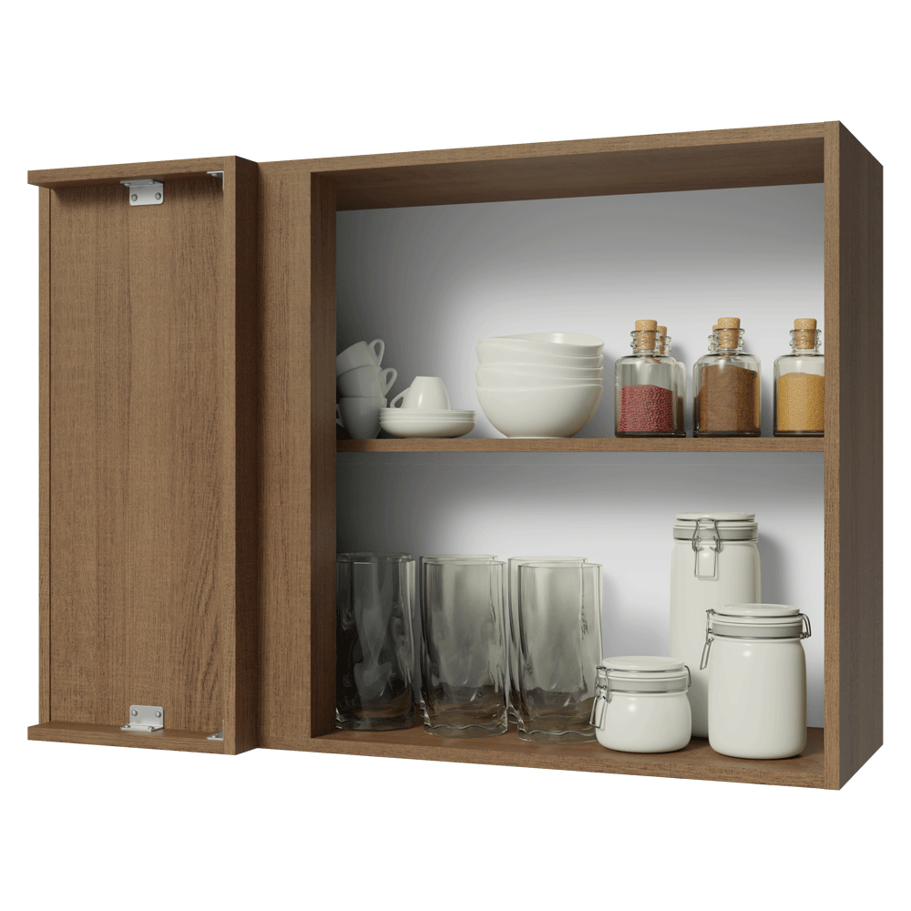 Armário Aéreo de Canto 1 Porta Rustic/Crema Vik Madesa