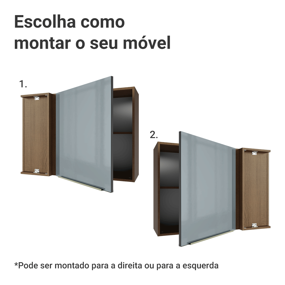 Armário Aéreo de Canto 1 Porta Rustic/Cinza Lux Madesa