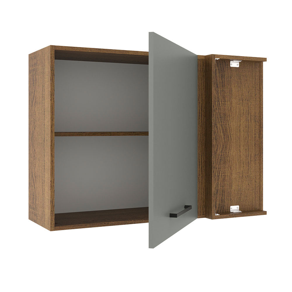 Armário Aéreo de Canto Madesa Agata 1 Porta Rustic/Cinza