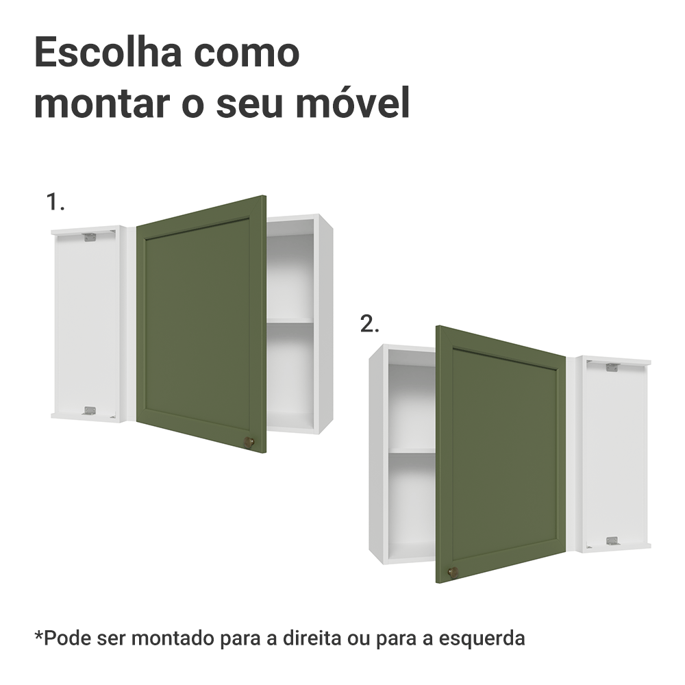 Armário Aéreo de Canto 1 Porta Branco/Verde Vik Madesa