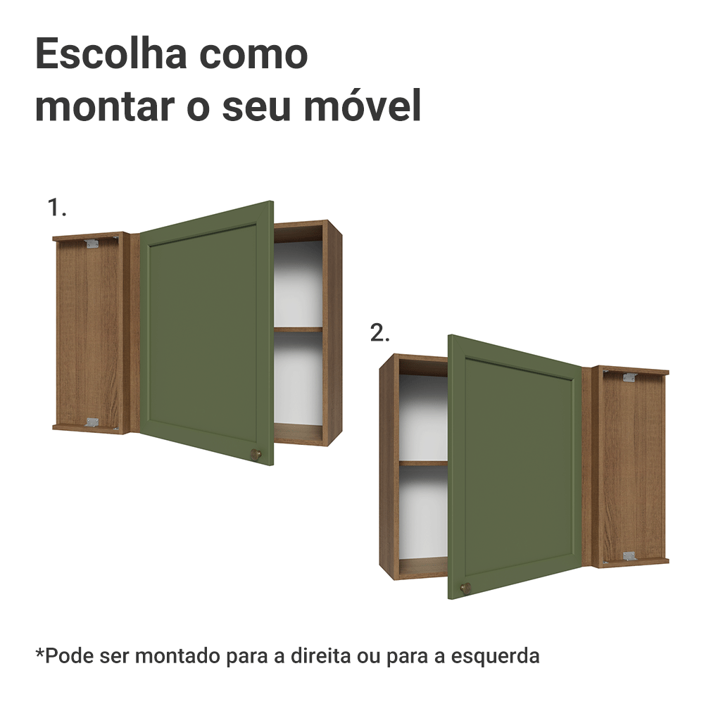 Armário Aéreo de Canto 1 Porta Rustic/Verde Vik Madesa