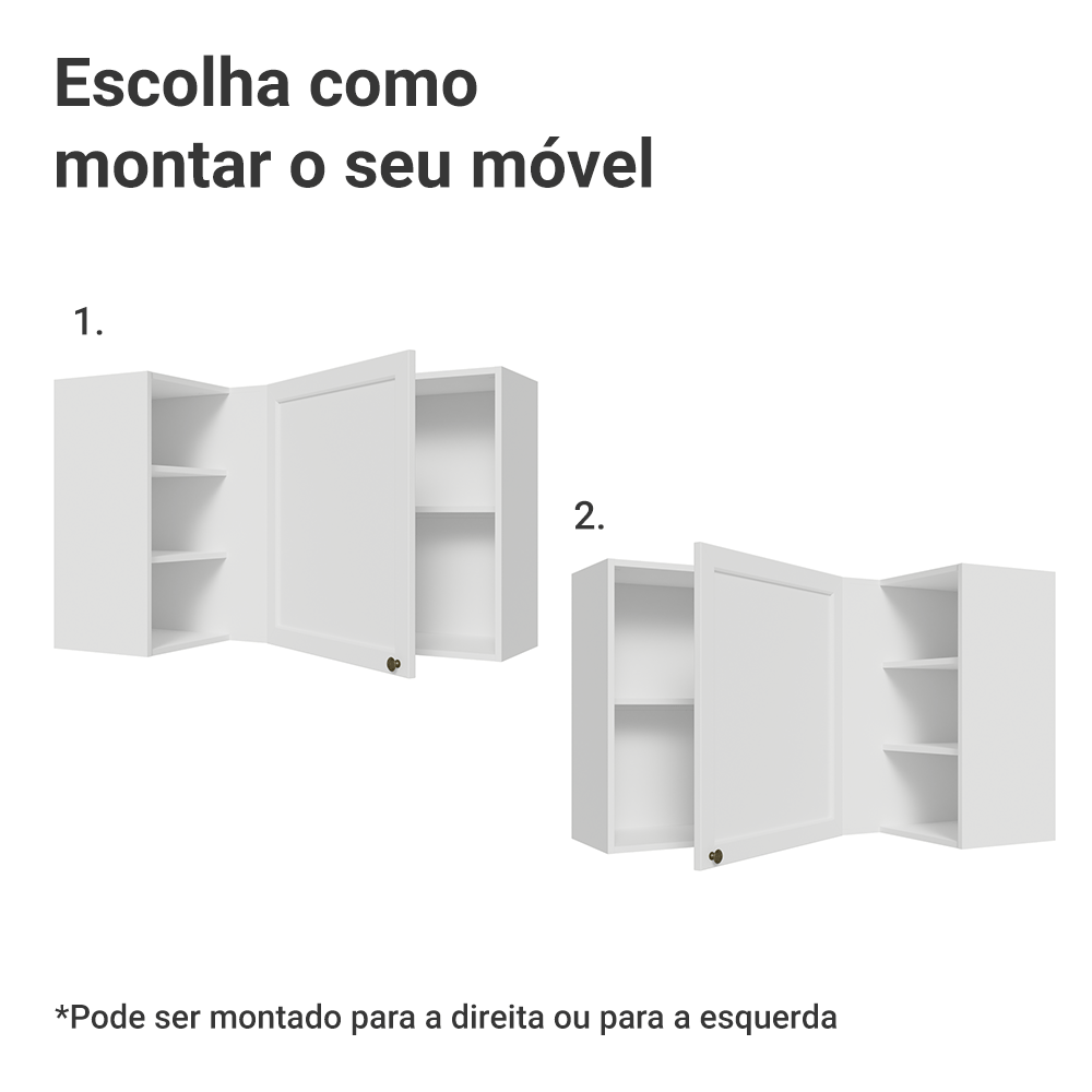 Armário Aéreo de Canto Para Linha 60 cm de Profundidade Branco Vik Madesa
