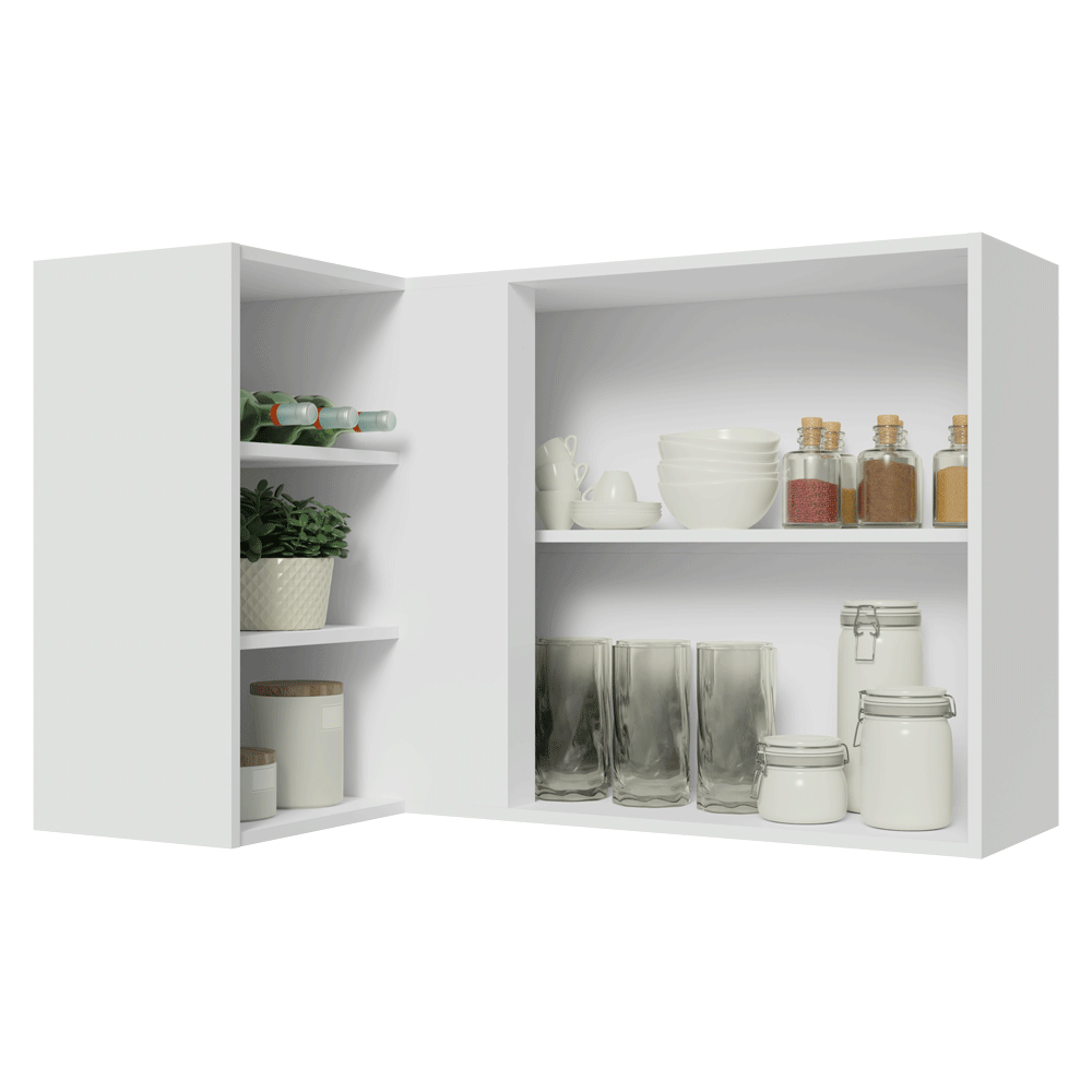 Armário Aéreo de Canto Para Linha 60 cm de Profundidade Branco/Crema Vik Madesa