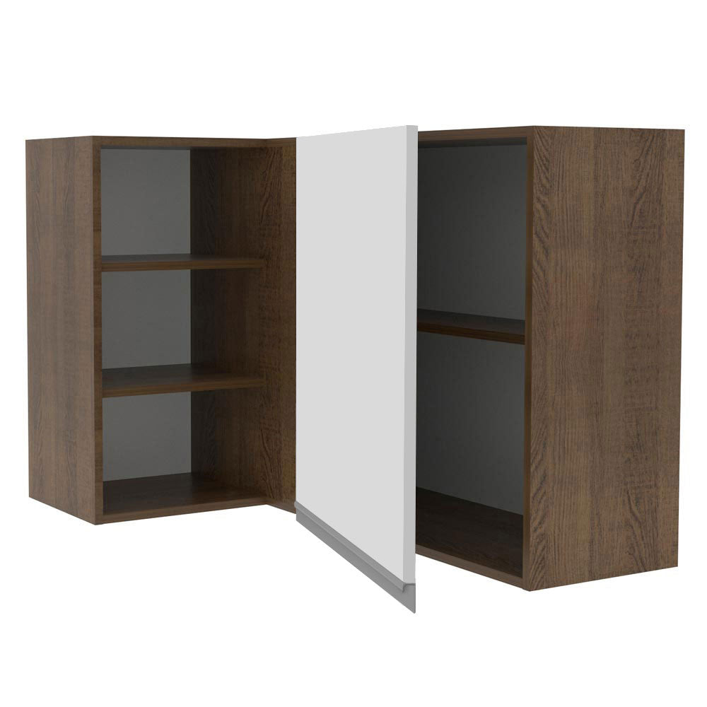Armário Aéreo de Canto Madesa Glamy 1 Porta para linha de 60 cm de profundidade Rustic/Branco