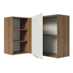 Armário Aéreo de Canto Madesa Stella 1 Porta para linha de 60 cm de profundidade Rustic/Branco