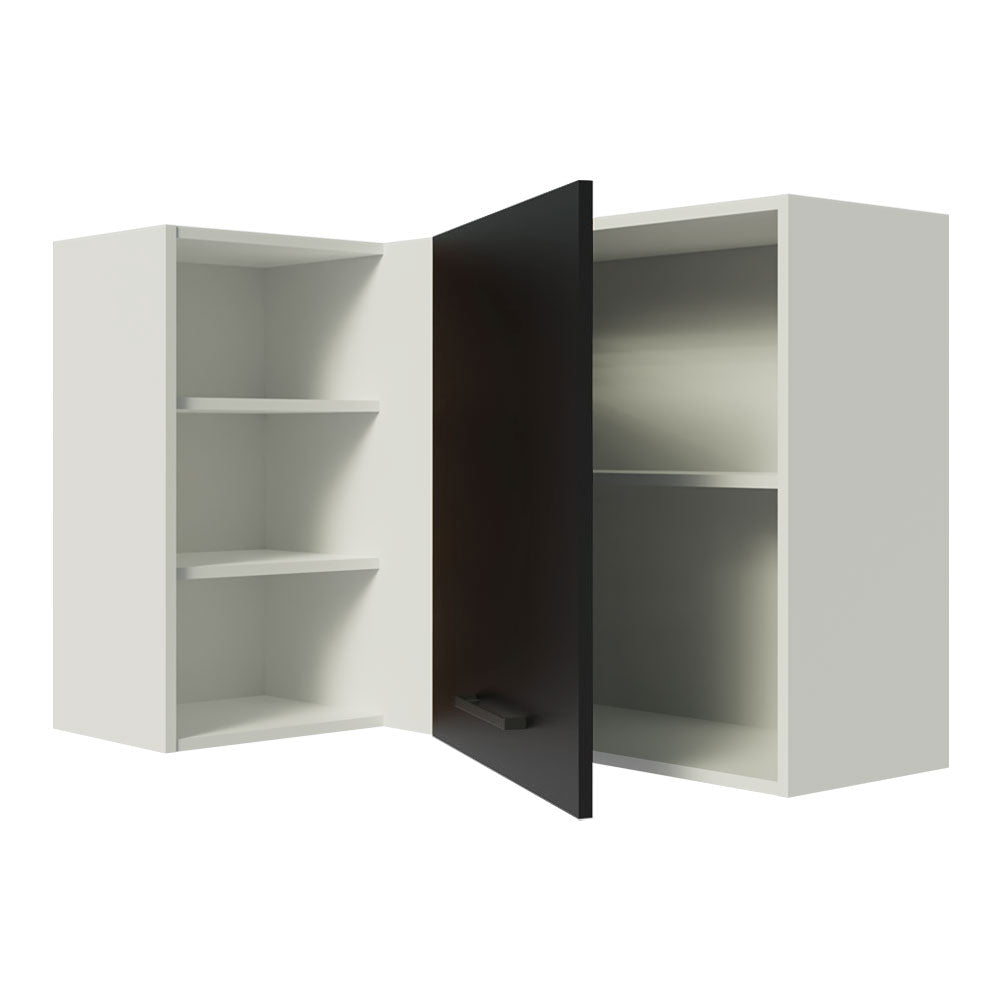 Armário Aéreo de Canto Madesa Agata 1 Porta para linha de 60 cm de profundidade Branco/Preto