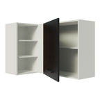 Armário Aéreo de Canto Madesa Agata 1 Porta para linha de 60 cm de profundidade Branco/Preto