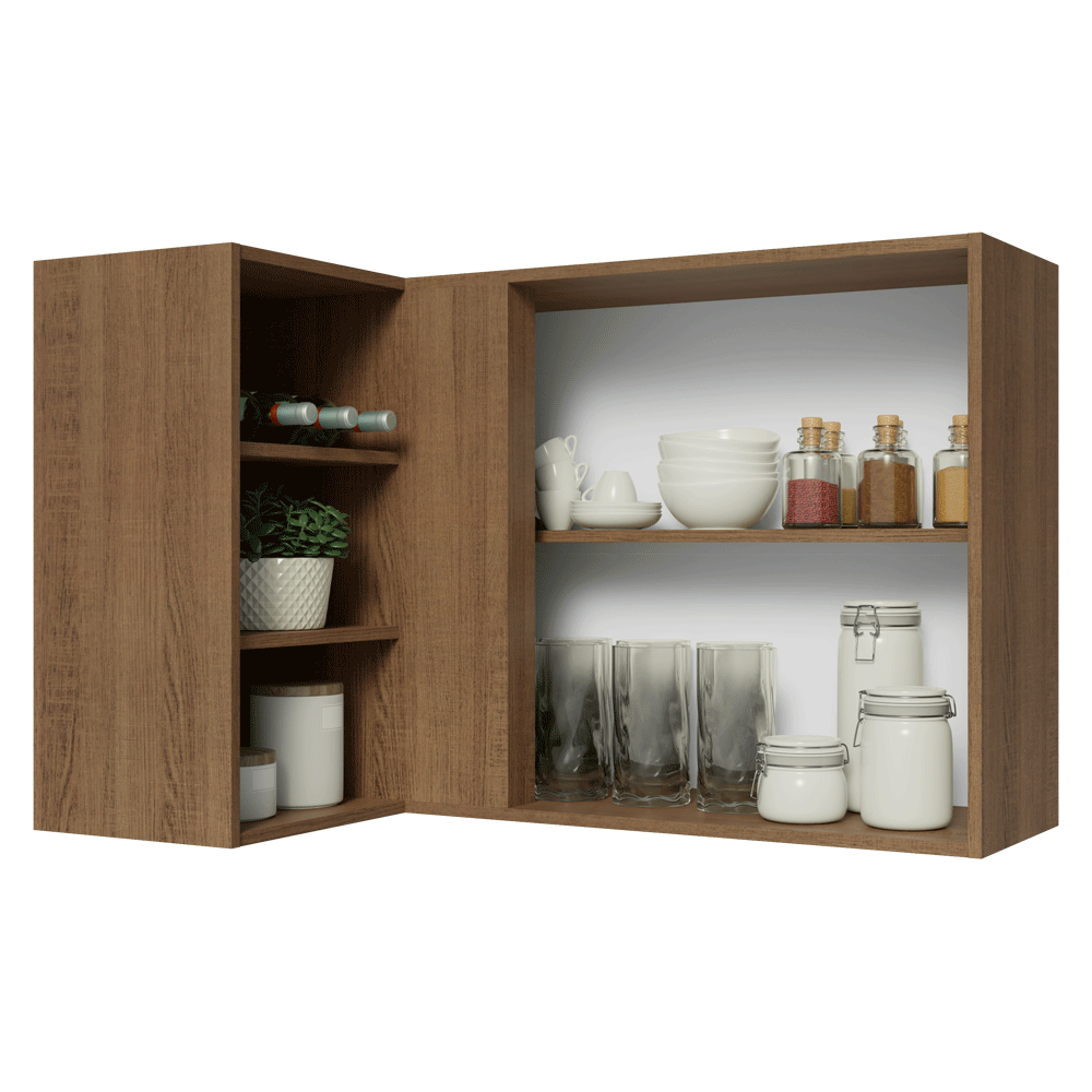 Armário Aéreo de Canto Para Linha 60 cm de Profundidade Rustic/Crema Vik Madesa