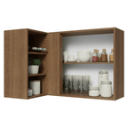 Armário Aéreo de Canto Para Linha 60 cm de Profundidade Rustic/Crema Vik Madesa