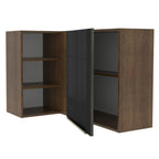 Armário Aéreo de Canto com Adega Acoplada Madesa Lux 1 Porta Rustic/Preto