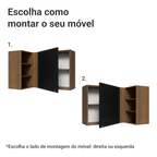Armário Aéreo de Canto Para Linha 60 cm de Profundidade Rustic/Preto Vik Madesa