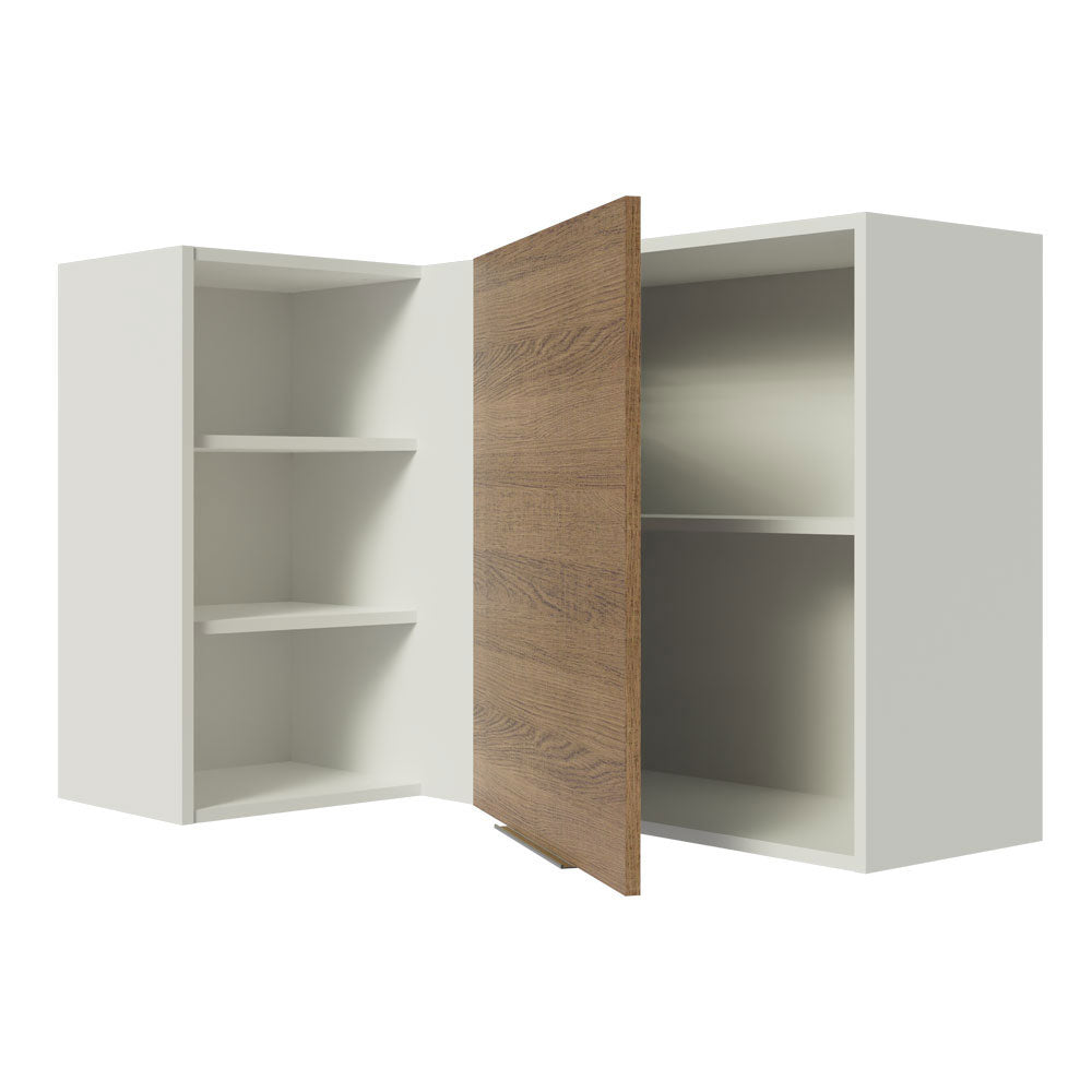 Armário Aéreo de Canto Madesa Stella 1 Porta para linha de 60 cm de profundidade Branco/Rustic