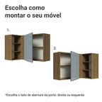 Armário Aéreo de Canto com Adega Acoplada Madesa Lux 1 Porta Rustic/Cinza