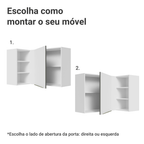 Armário Aéreo de Canto com Adega Acoplada Madesa Lux 1 Porta Branco/Branco Veludo