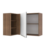 Armário Aéreo de Canto com Adega Acoplada Madesa Lux 1 Porta Rustic/Branco Veludo