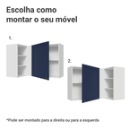 Armário Aéreo de Canto Para Linha 60 cm de Profundidade Branco/Azul Vik Madesa