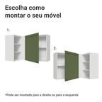 Armário Aéreo de Canto Para Linha 60 cm de Profundidade Branco/Verde Vik Madesa