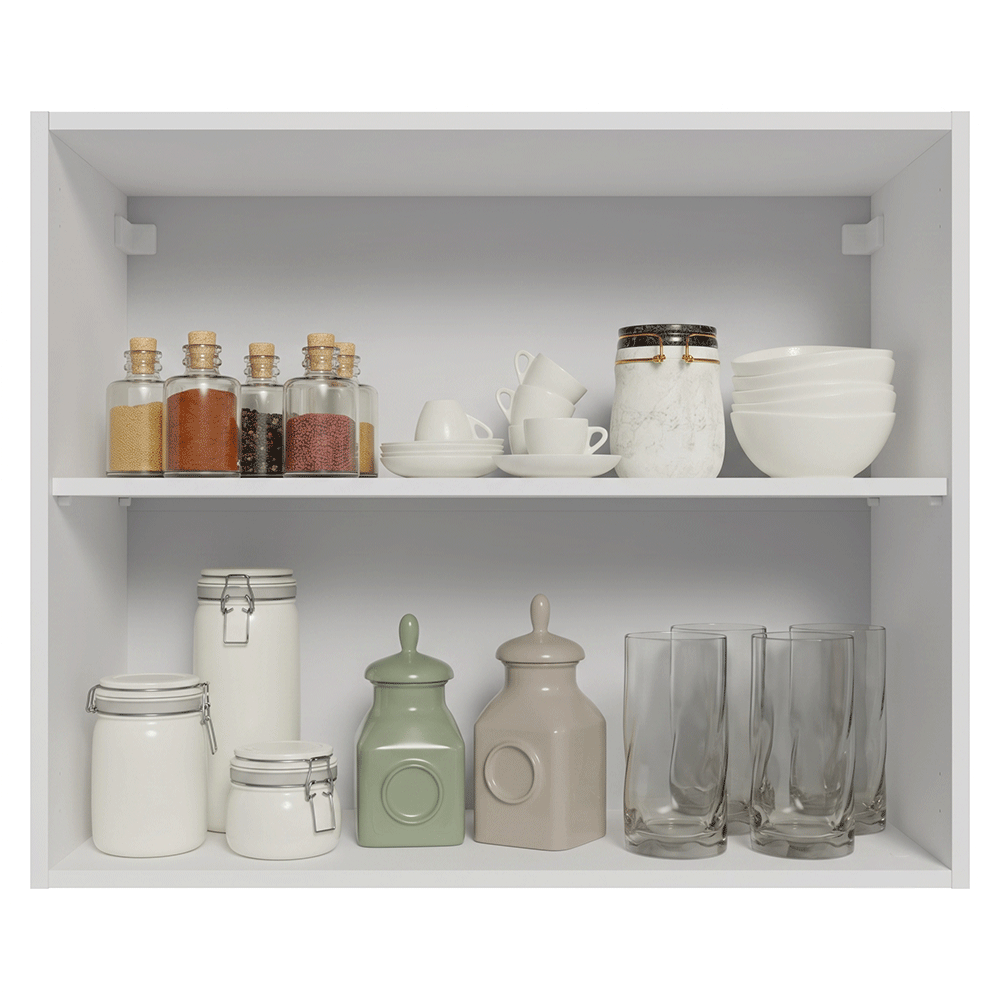 Armário Aéreo de Cozinha 2 Portas 80 cm Branco/Preto Vidro Reflecta Bronze Vinil Madesa