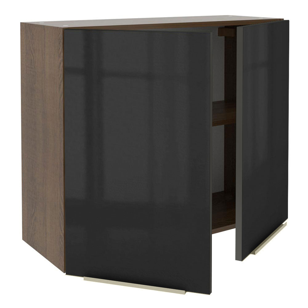 Armário Aéreo Madesa Lux 80 cm 2 Portas Rustic/Preto