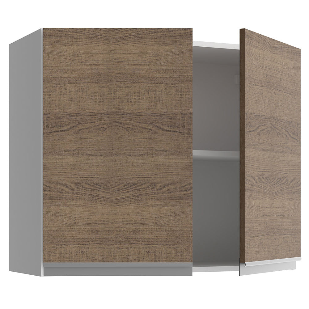 Armário Aéreo Madesa Glamy 80 cm 2 Portas Branco/Rustic
