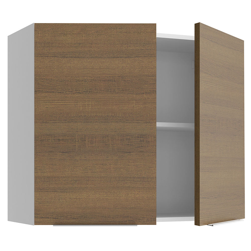 Armário Aéreo Madesa Stella 80 cm 2 Portas Branco/Rustic