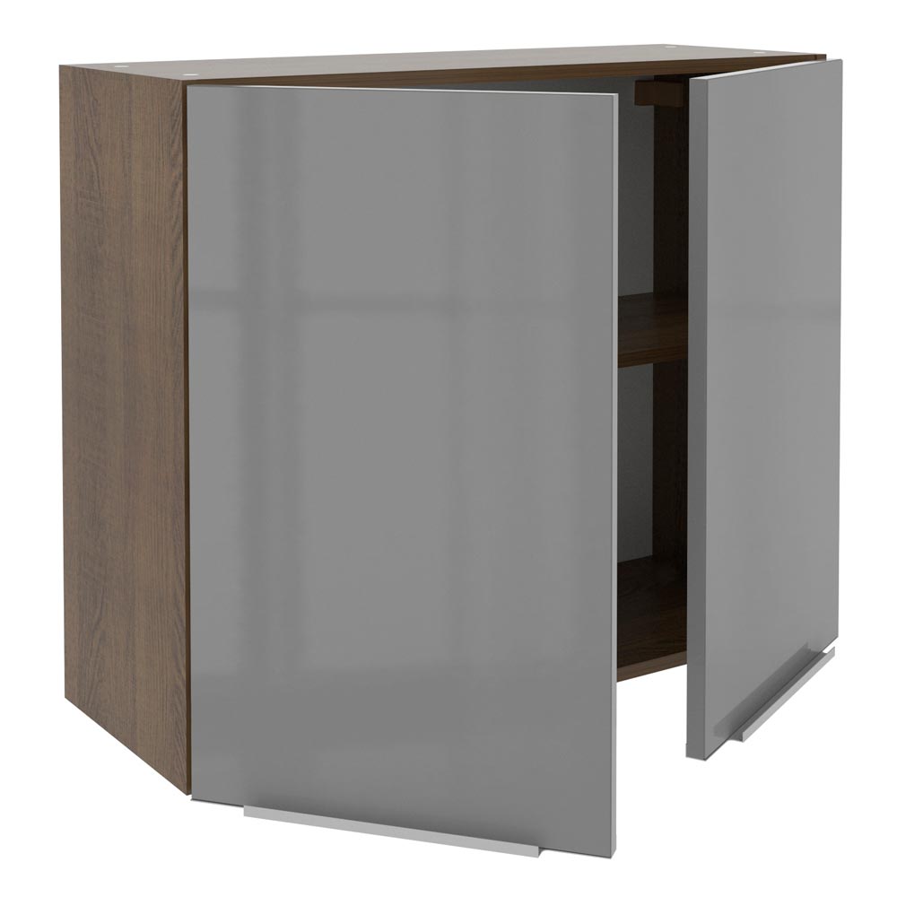 Armário Aéreo Madesa Lux 80 cm 2 Portas Rustic/Cinza