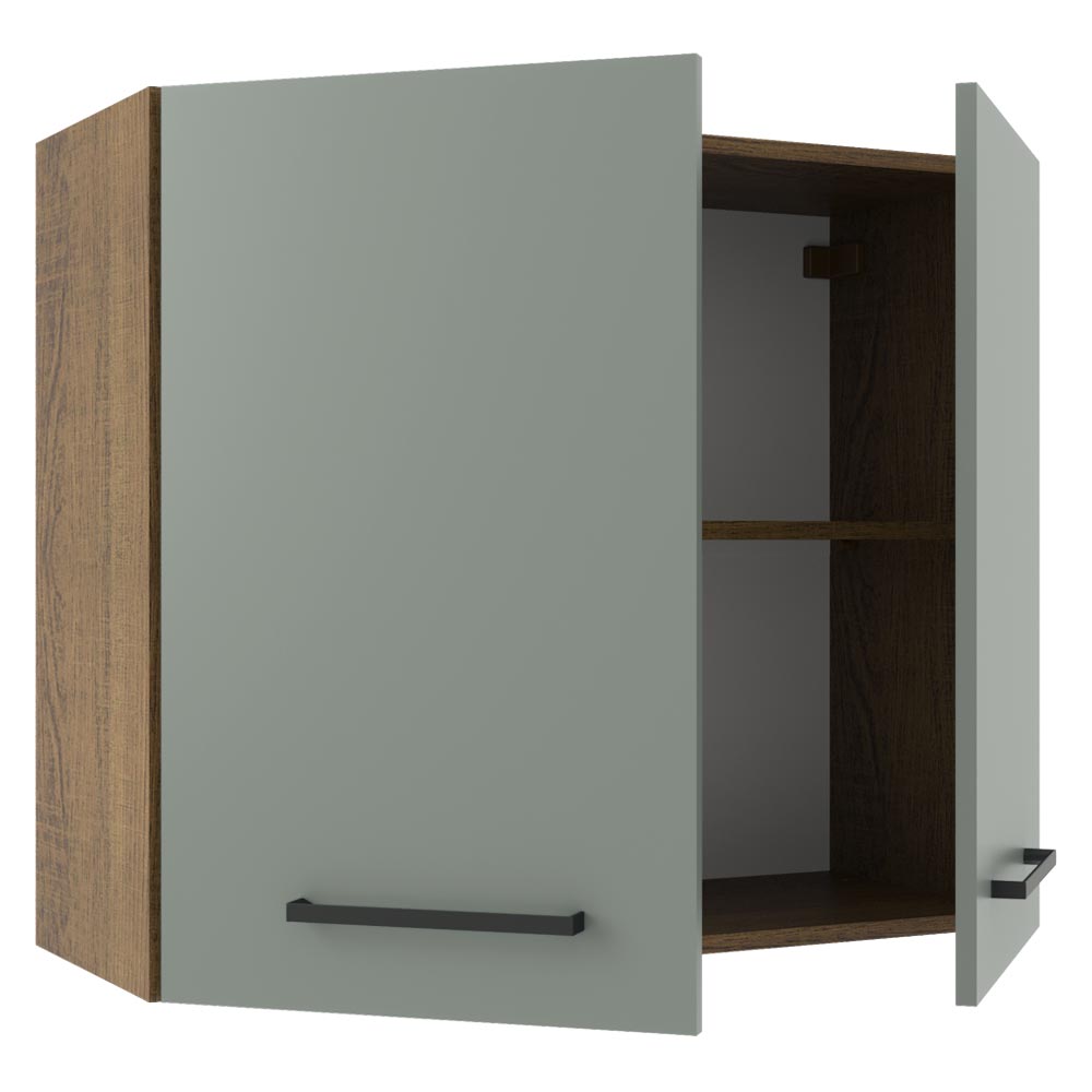 Armário Aéreo Madesa Agata 80 cm 2 Portas Rustic/Cinza